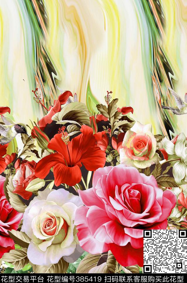 花卉数码印花华亿平台下载（图片编号: 385419） - 瓦栏（Walan）