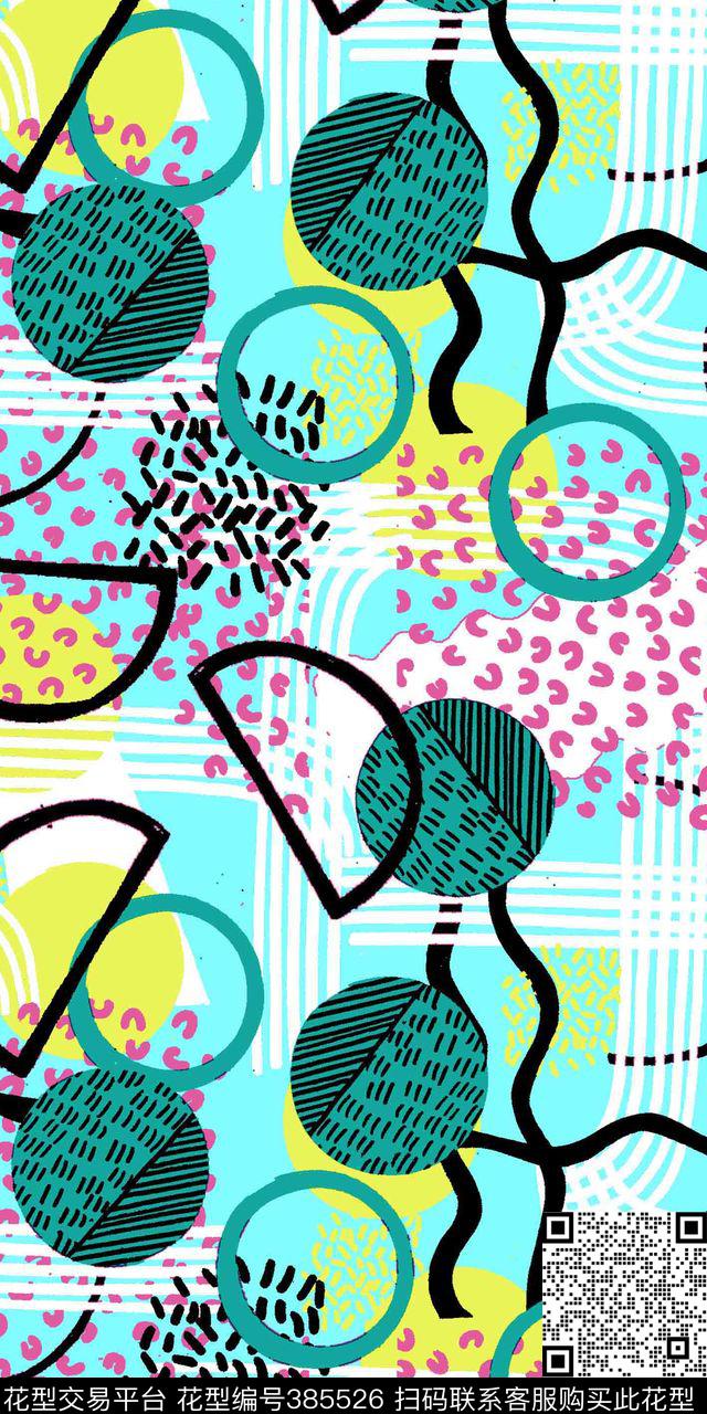 抽象几何流行传统印花华亿平台下载（图片编号: 385526） - 瓦栏（Walan）