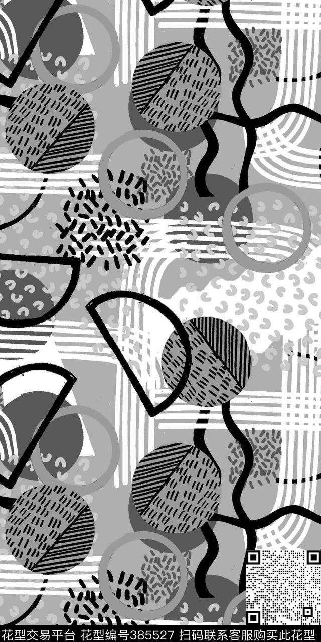 几何流行抽象数码印花华亿平台下载（图片编号: 385527） - 瓦栏（Walan）