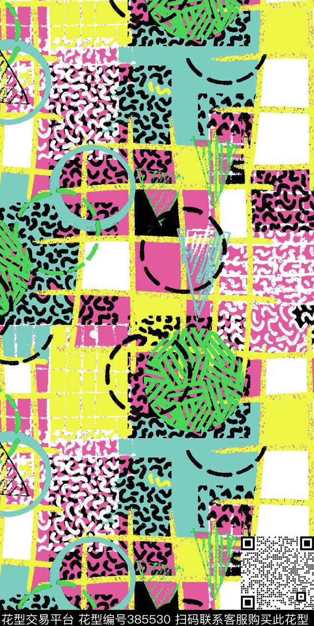 抽象几何流行传统印花华亿平台下载（图片编号: 385530） - 瓦栏（Walan）