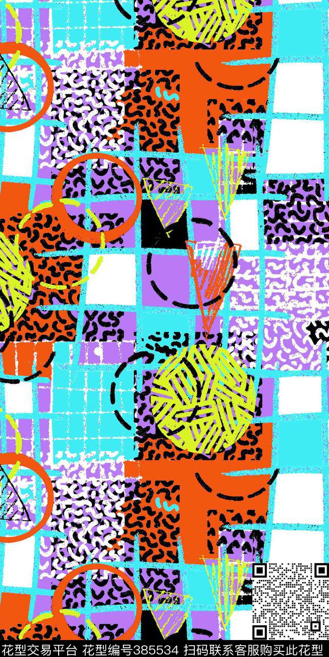 抽象几何流行传统印花华亿平台下载（图片编号: 385534） - 瓦栏（Walan）