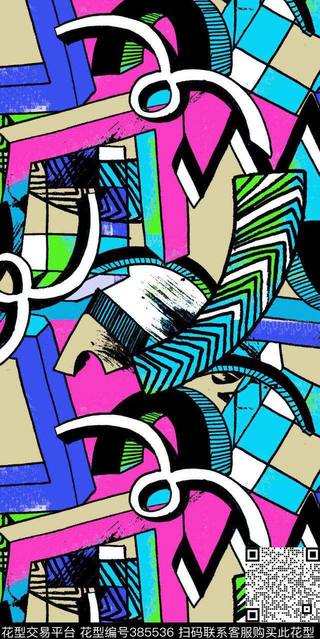 抽象几何流行传统印花华亿平台下载（图片编号: 385536） - 瓦栏（Walan）