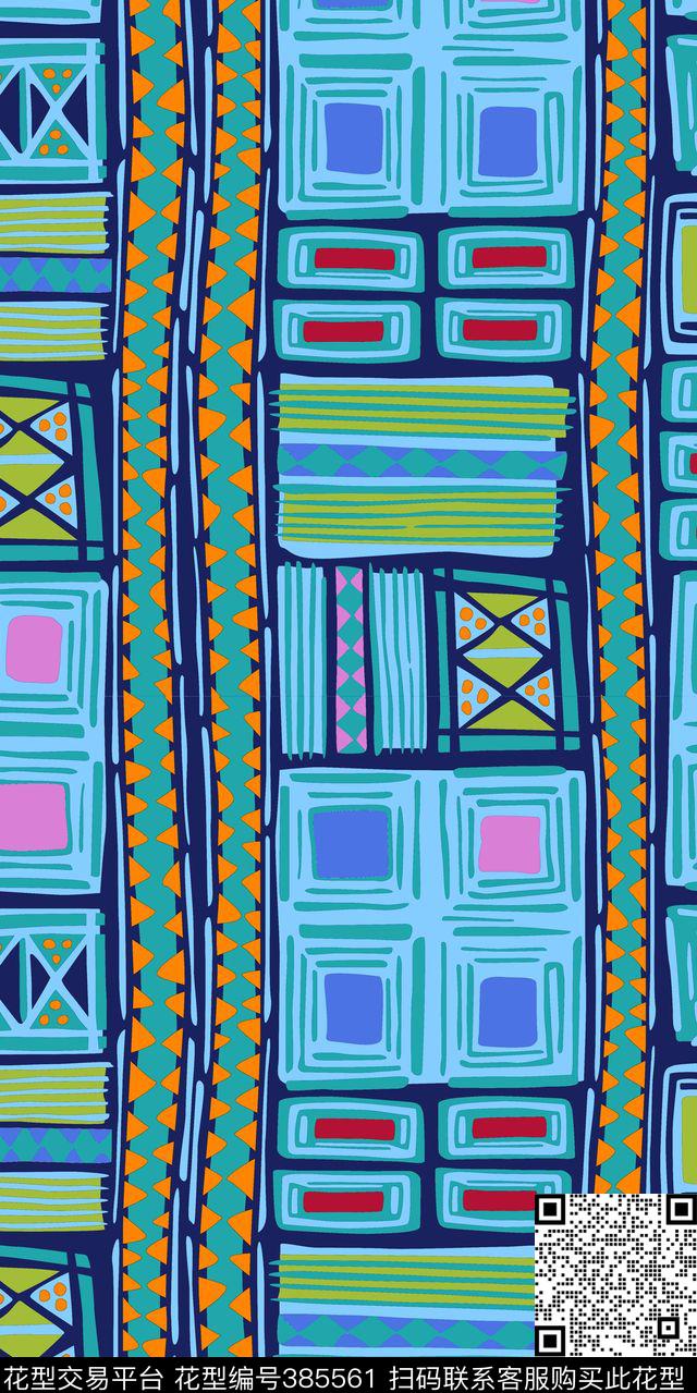 复古几何流行数码印花华亿平台下载（图片编号: 385561） - 瓦栏（Walan）