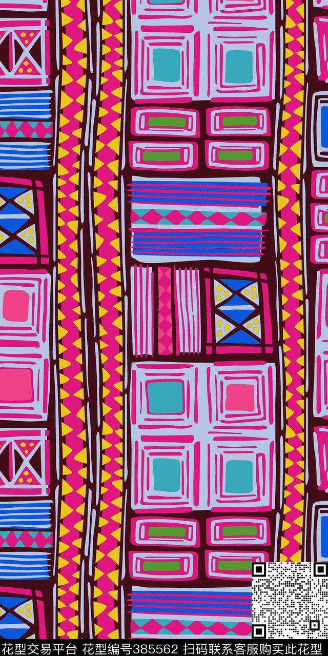 复古几何流行数码印花华亿平台下载（图片编号: 385562） - 瓦栏（Walan）