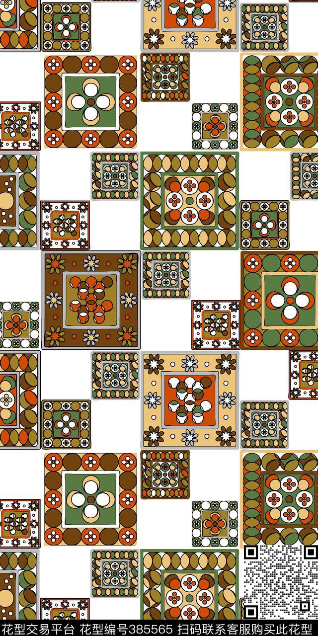 花卉流行格子花数码印花华亿平台下载（图片编号: 385565） - 瓦栏（Walan）