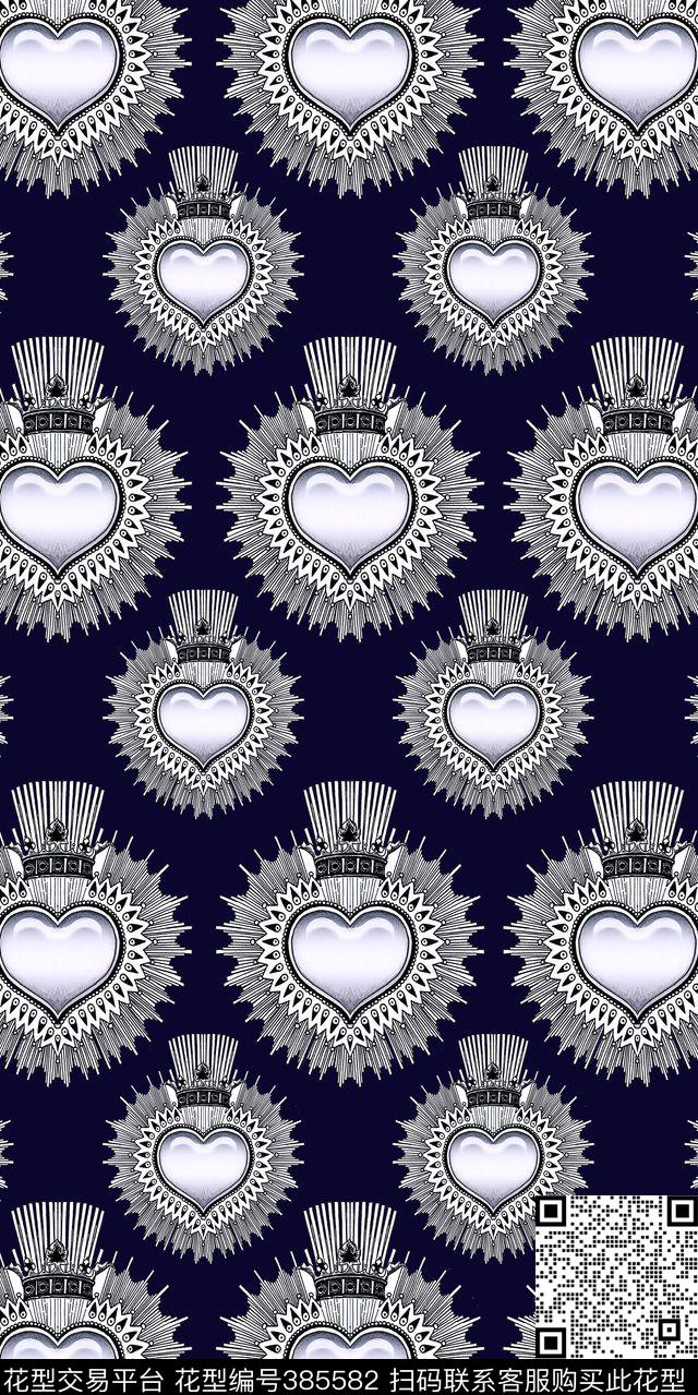 心形皇冠立体传统印花华亿平台下载（图片编号: 385582） - 瓦栏（Walan）