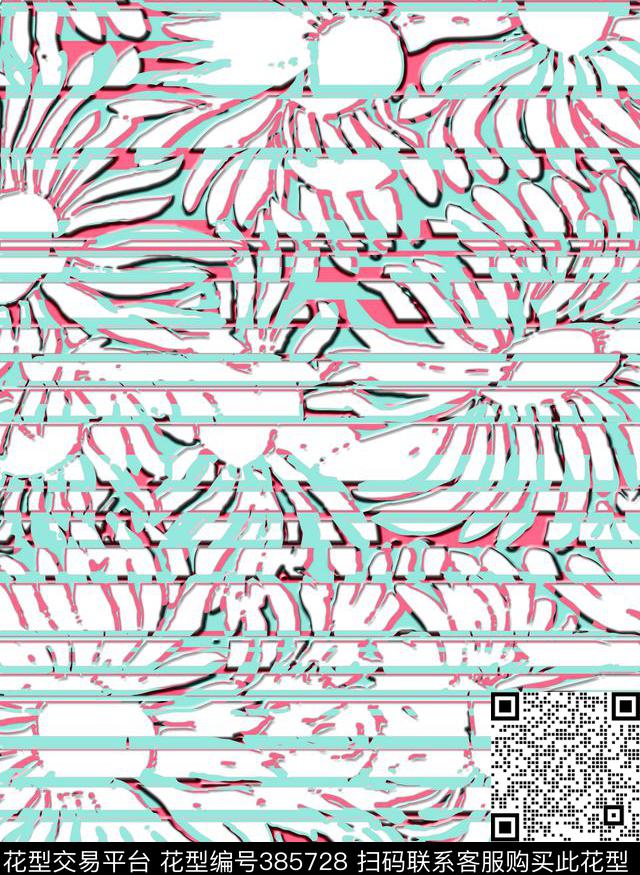 视错花卉线条错位数码印花华亿平台下载（图片编号: 385728） - 瓦栏（Walan）