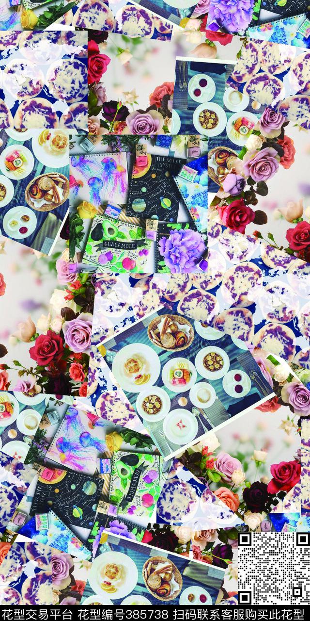 时尚花照片拼接数码印花华亿平台下载（图片编号: 385738） - 瓦栏（Walan）
