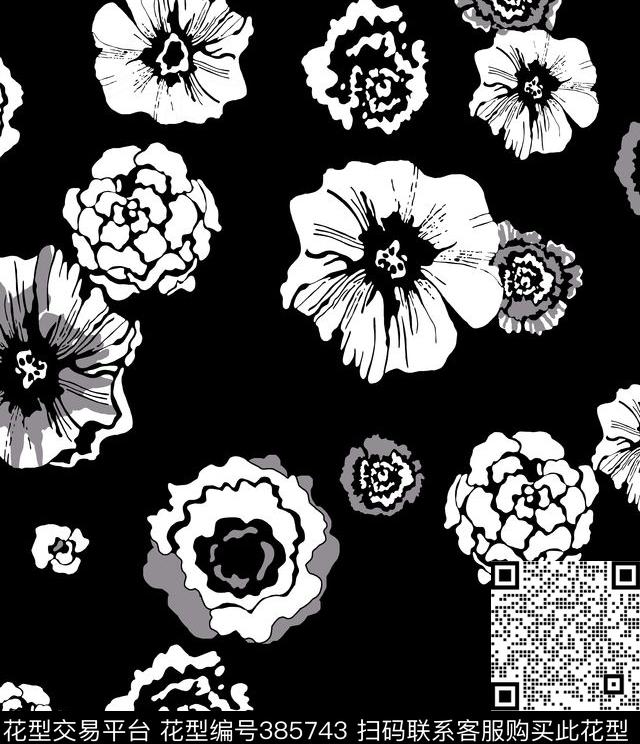 矢量花朵印花传统印花华亿平台下载（图片编号: 385743） - 瓦栏（Walan）