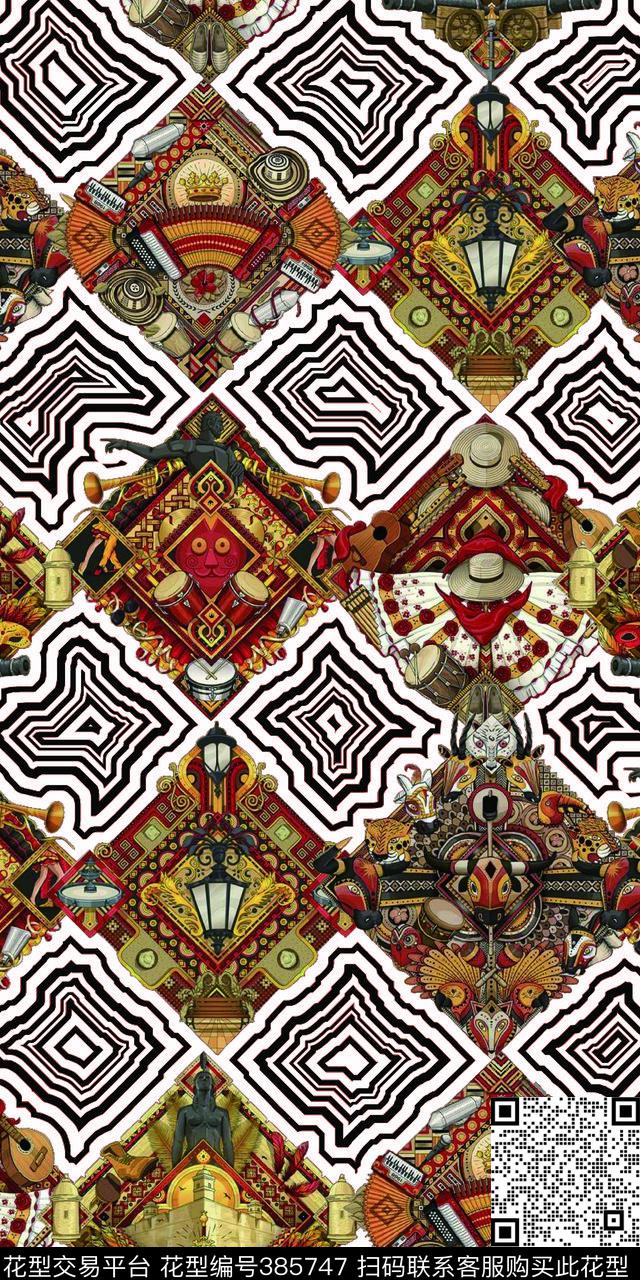 时尚画照片拼接数码印花华亿平台下载（图片编号: 385747） - 瓦栏（Walan）