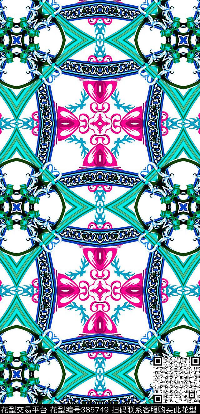 圆形几何欧式数码印花华亿平台下载（图片编号: 385749） - 瓦栏（Walan）