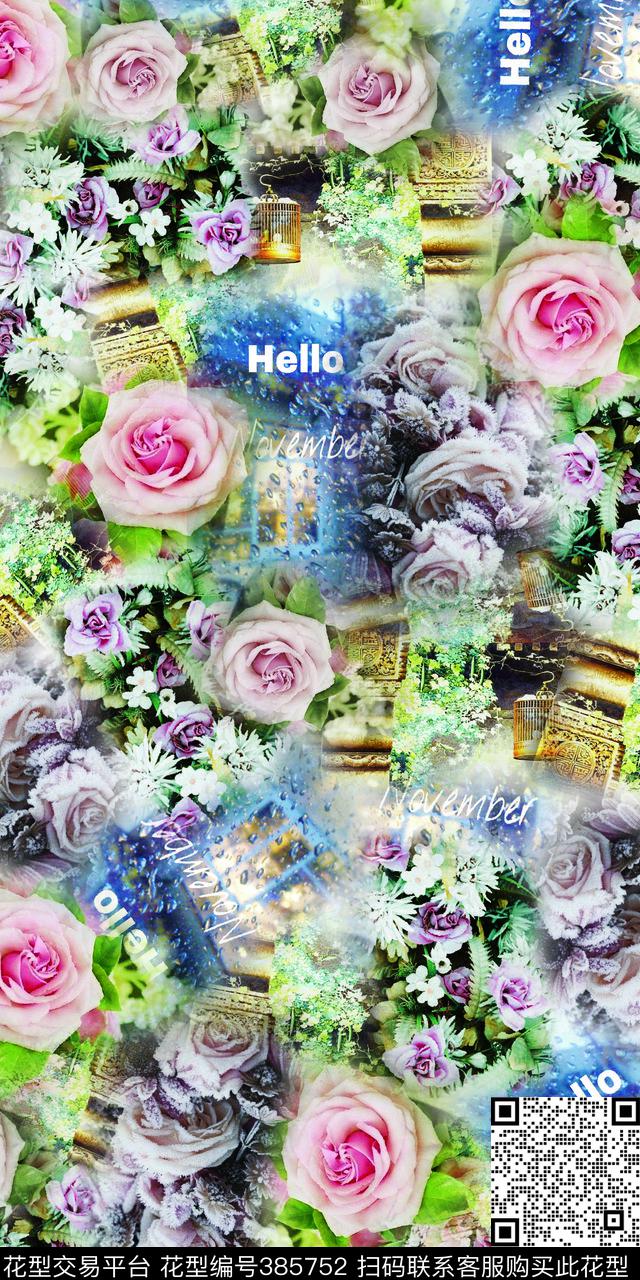 时尚花花卉数码印花华亿平台下载（图片编号: 385752） - 瓦栏（Walan）