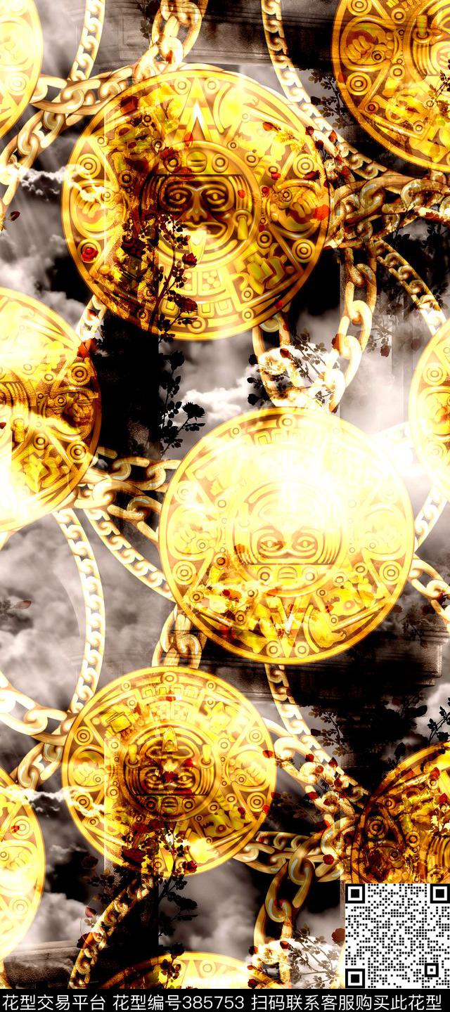 模糊链条玛雅数码印花华亿平台下载（图片编号: 385753） - 瓦栏（Walan）