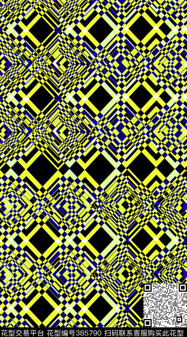 抽象格子传统印花华亿平台下载（图片编号: 385790） - 瓦栏（Walan）