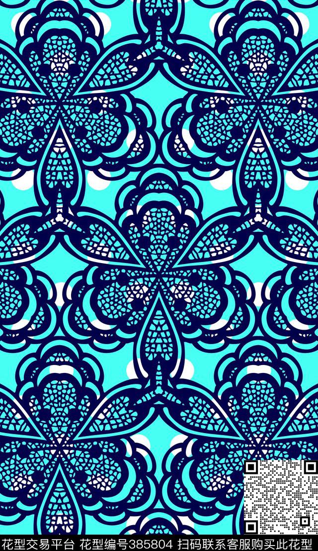 蕾丝圆点几何传统印花华亿平台下载（图片编号: 385804） - 瓦栏（Walan）