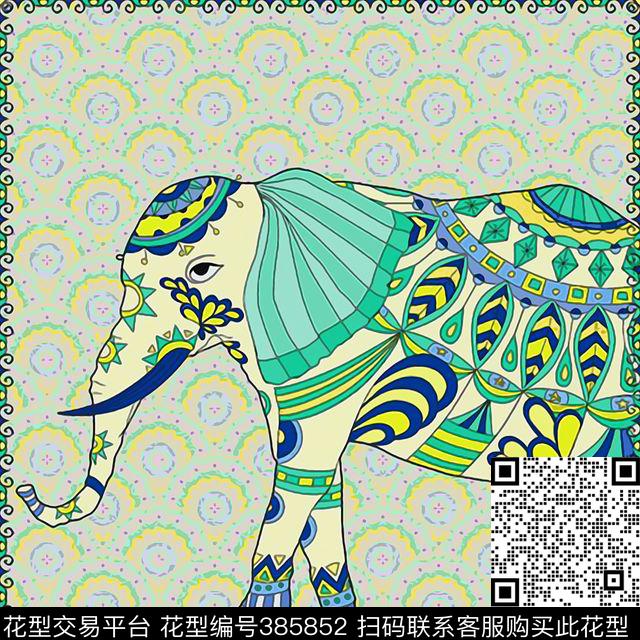 丝巾巾印花图案传统印花华亿平台下载（图片编号: 385852） - 瓦栏（Walan）