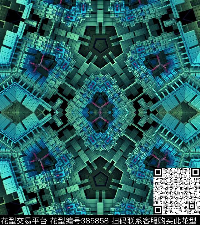 潮流复古几何数码印花华亿平台下载（图片编号: 385858） - 瓦栏（Walan）