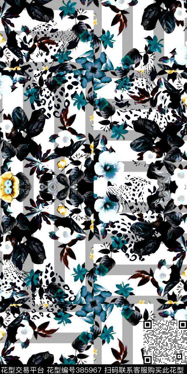 几何条纹豹纹暗夜数码印花华亿平台下载（图片编号: 385967） - 瓦栏（Walan）