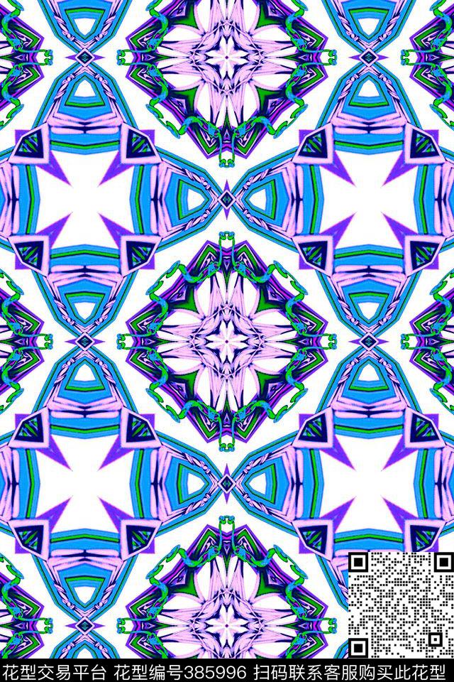 复古几何花卉传统印花华亿平台下载（图片编号: 385996） - 瓦栏（Walan）