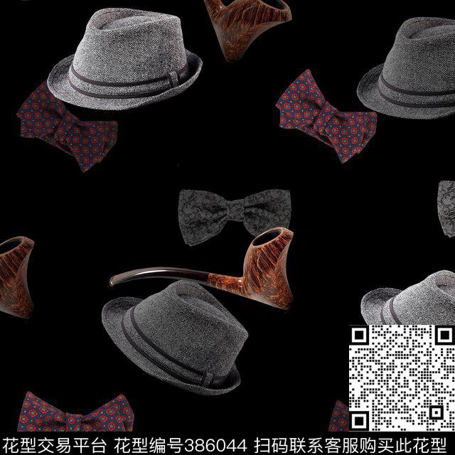 潮流复古领结数码印花华亿平台下载（图片编号: 386044） - 瓦栏（Walan）