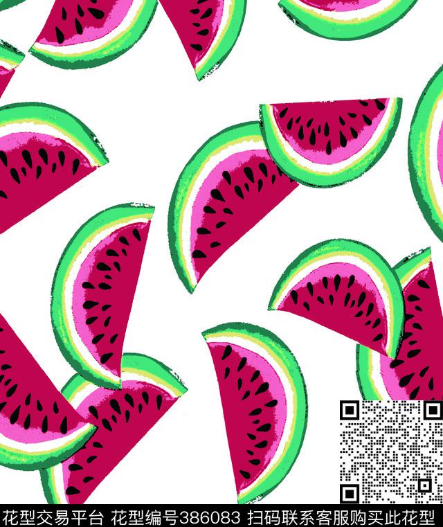 西瓜矢量水果传统印花华亿平台下载（图片编号: 386083） - 瓦栏（Walan）