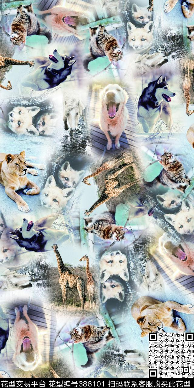 时尚动物数码印花华亿平台下载（图片编号: 386101） - 瓦栏（Walan）
