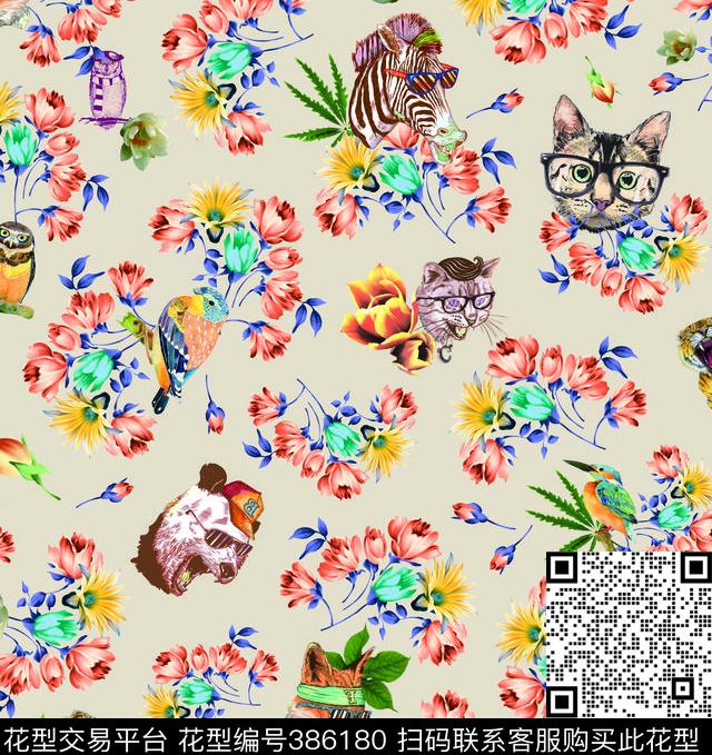 动物花鸟数码印花华亿平台下载（图片编号: 386180） - 瓦栏（Walan）