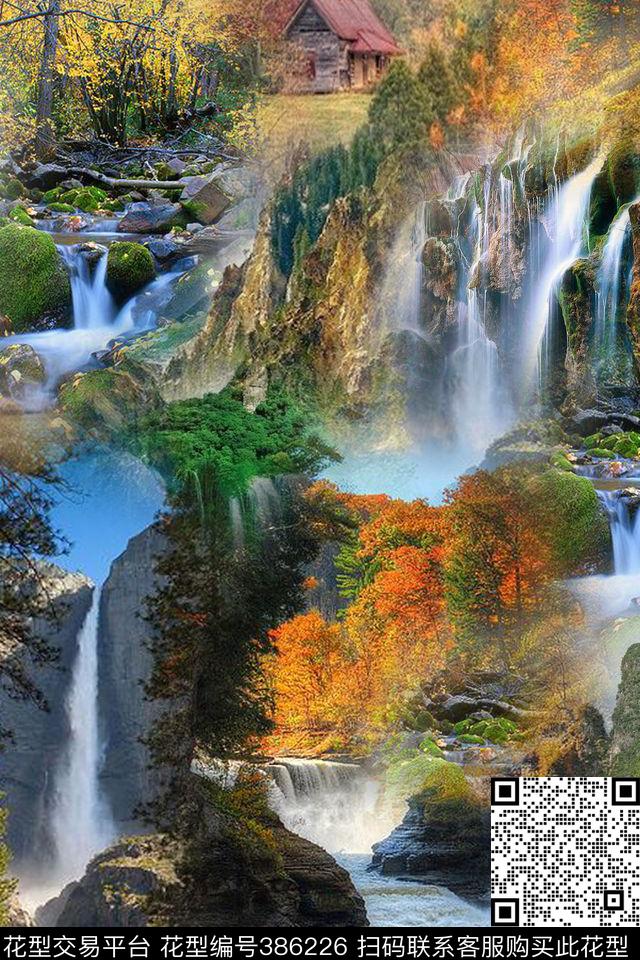 风景山水数码印花华亿平台下载（图片编号: 386226） - 瓦栏（Walan）