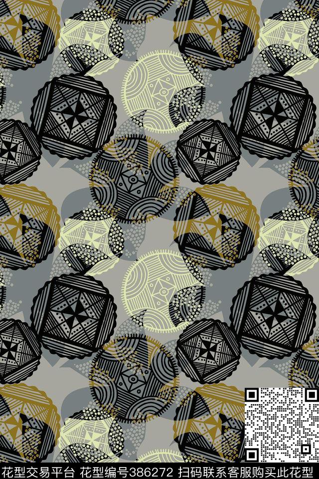 复古几何流行传统印花华亿平台下载（图片编号: 386272） - 瓦栏（Walan）