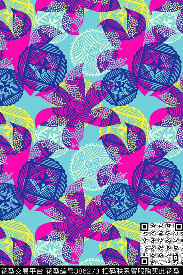 复古几何流行传统印花华亿平台下载（图片编号: 386273） - 瓦栏（Walan）