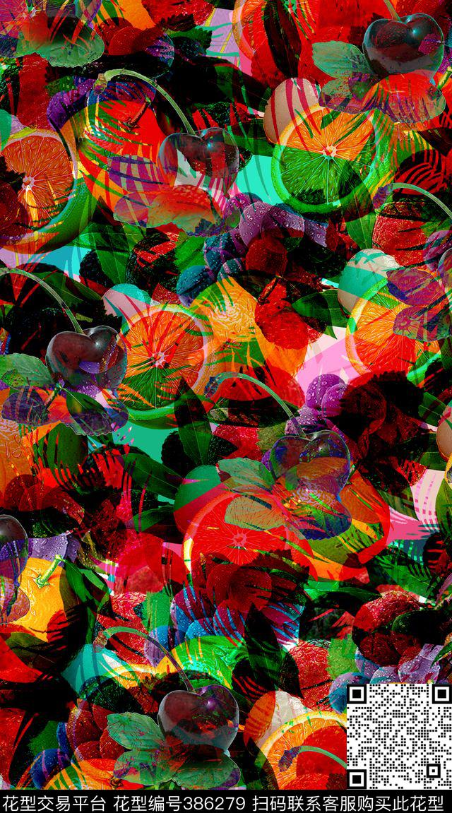 抽象水果数码印花华亿平台下载（图片编号: 386279） - 瓦栏（Walan）