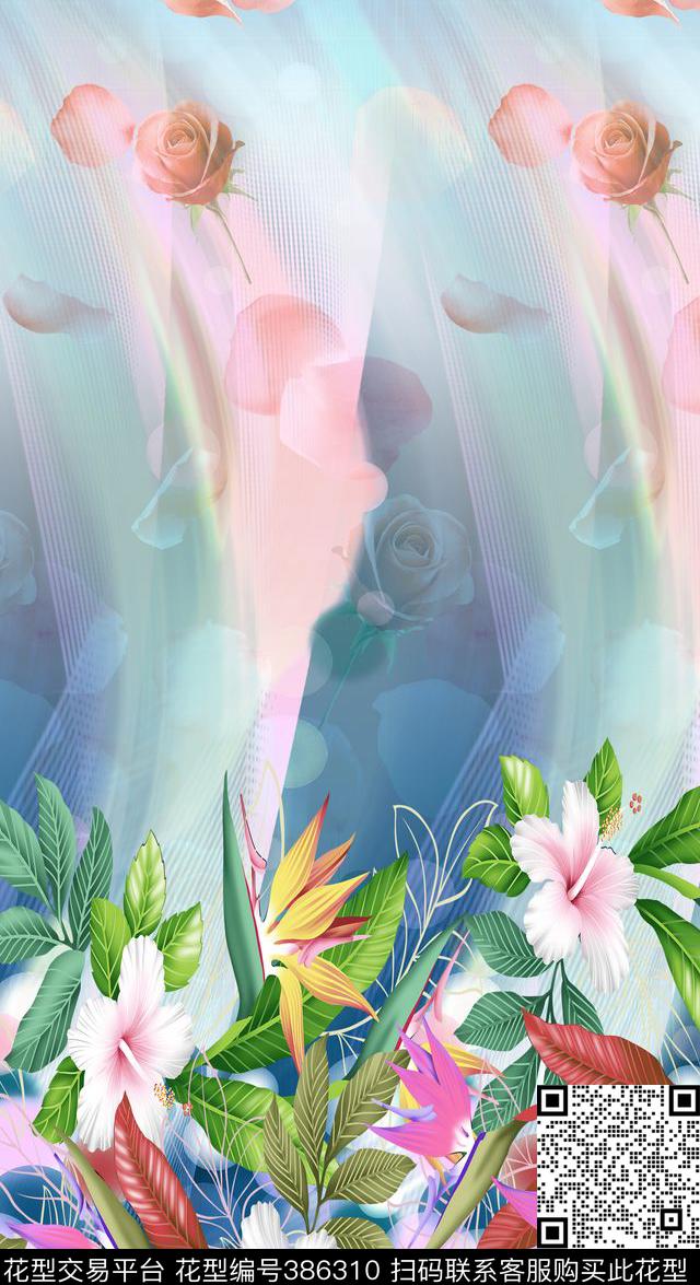 花卉数码印花华亿平台下载（图片编号: 386310） - 瓦栏（Walan）