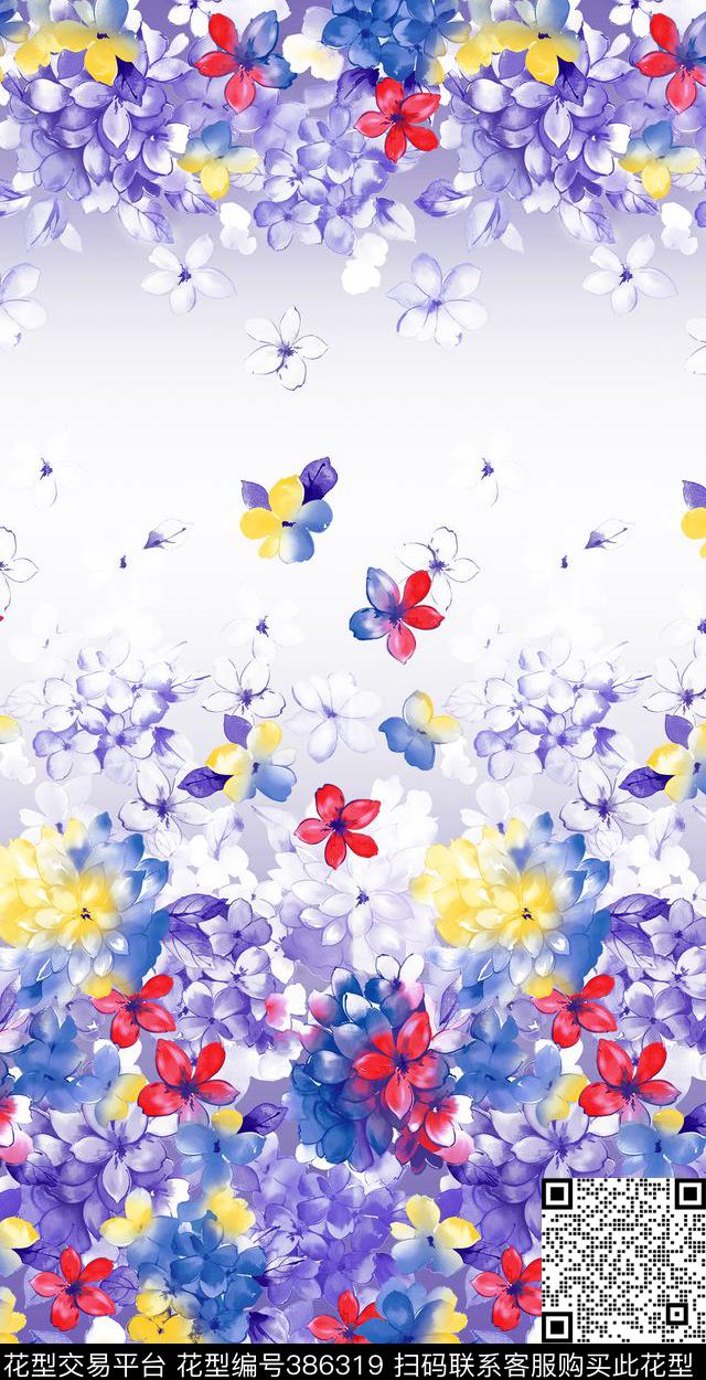 花卉数码印花华亿平台下载（图片编号: 386319） - 瓦栏（Walan）