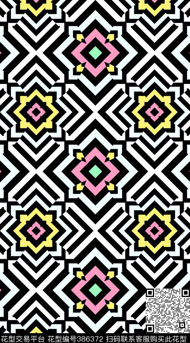 几何条纹传统印花传统印花华亿平台下载（图片编号: 386372） - 瓦栏（Walan）