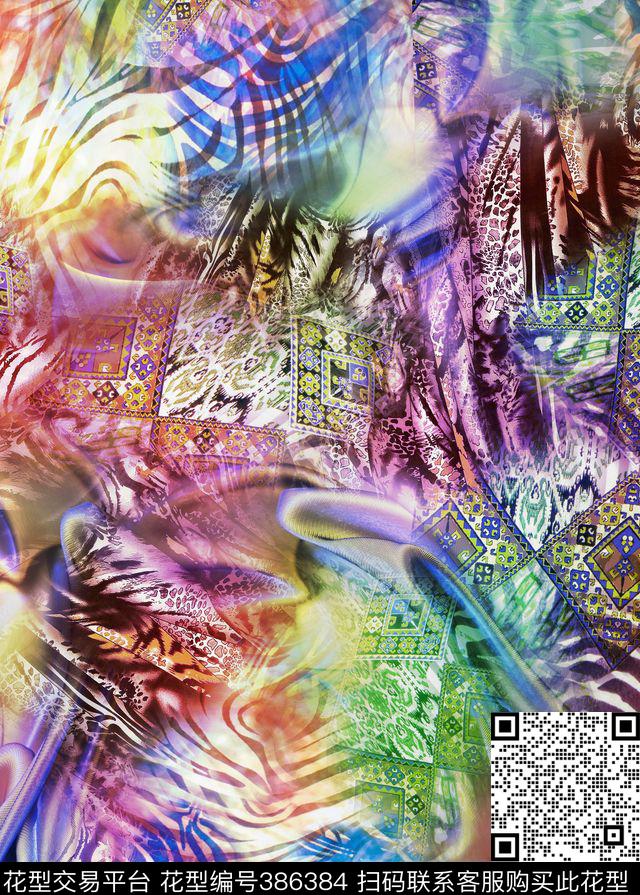 抽象几何数码印花华亿平台下载（图片编号: 386384） - 瓦栏（Walan）