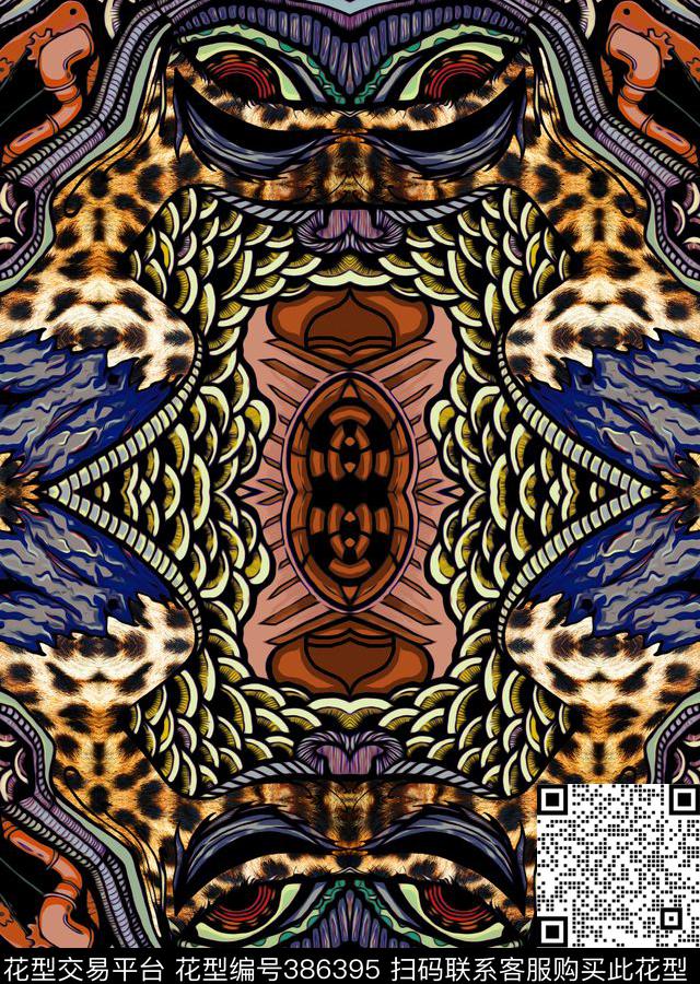 几何豹纹数码印花华亿平台下载（图片编号: 386395） - 瓦栏（Walan）