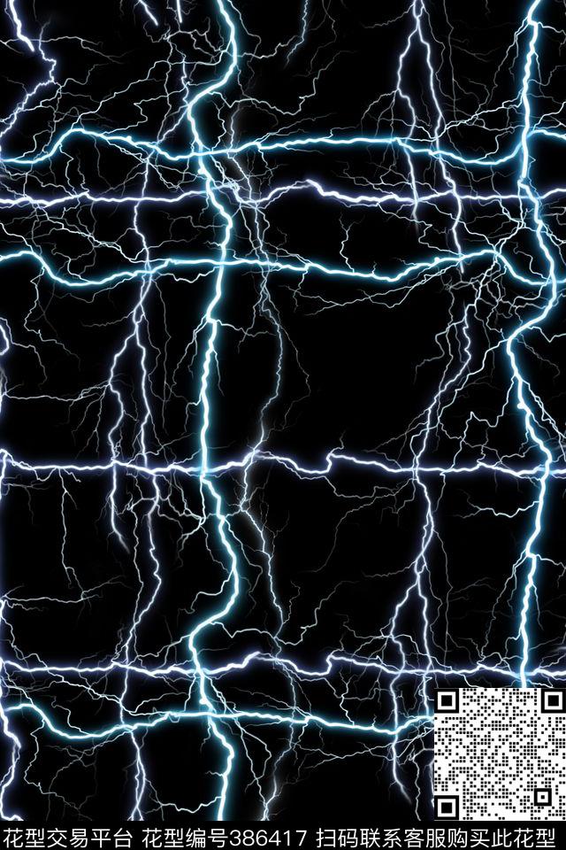 休闲男式黑底闪电简约大气抽象数码印花华亿平台下载（图片编号: 386417） - 瓦栏（Walan）