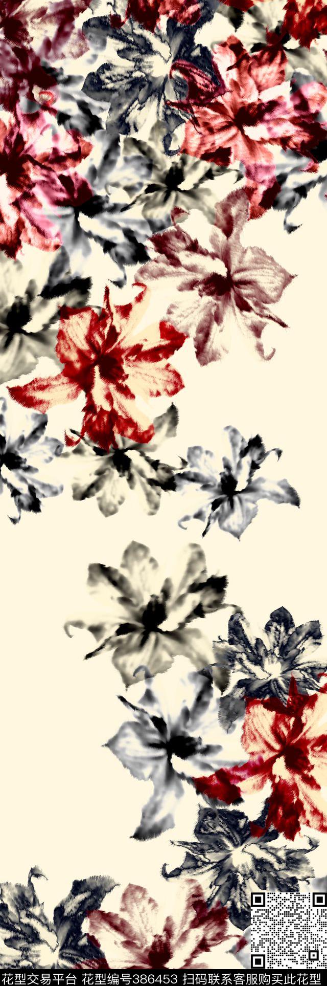 30*90cm\300dpi\tiff花卉时尚数码印花华亿平台下载（图片编号: 386453） - 瓦栏（Walan）