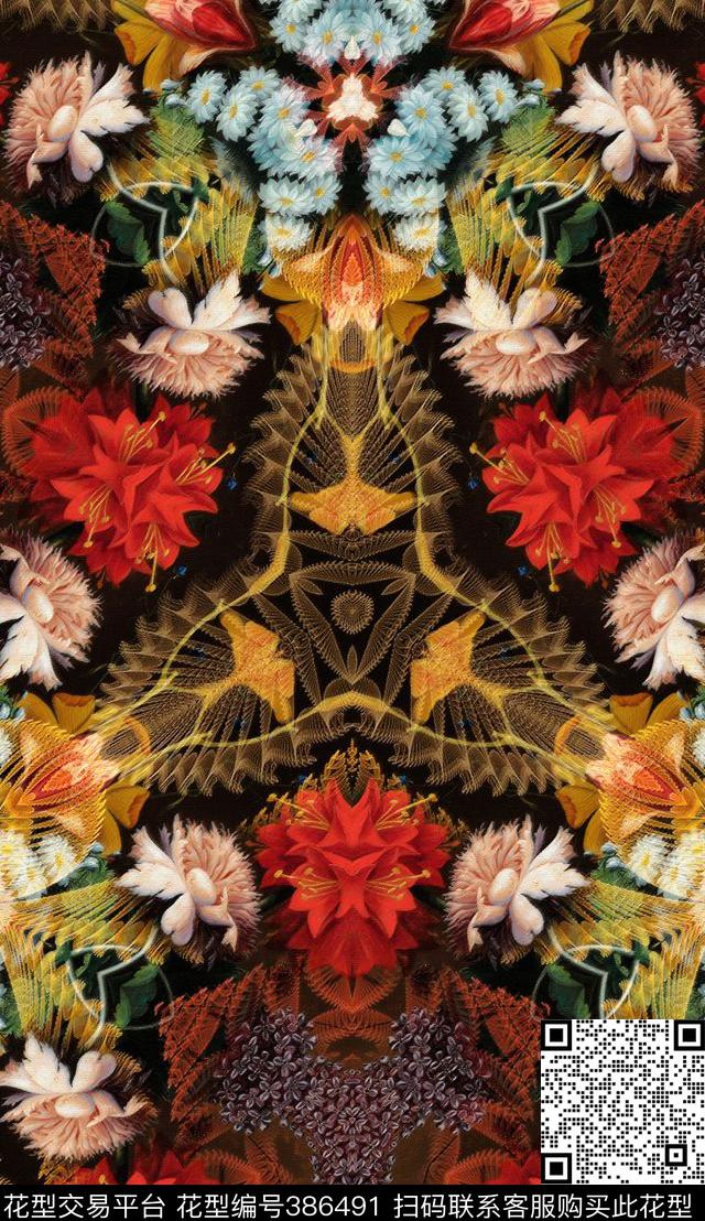 油画花卉肌理数码印花华亿平台下载（图片编号: 386491） - 瓦栏（Walan）