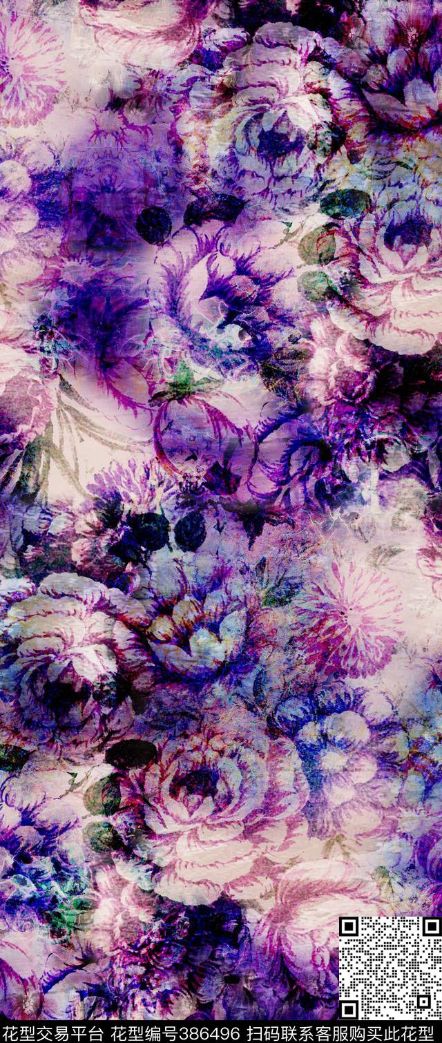 42.4*100cm\300dpi\tiff花卉田园数码印花华亿平台下载（图片编号: 386496） - 瓦栏（Walan）