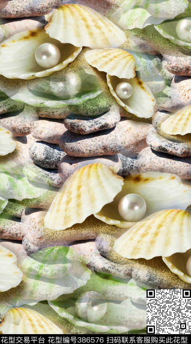 珠宝贝壳海洋数码印花华亿平台下载（图片编号: 386576） - 瓦栏（Walan）