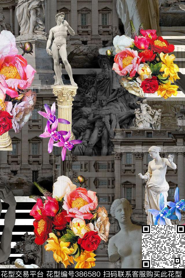 雕塑建筑油画花卉数码印花华亿平台下载（图片编号: 386580） - 瓦栏（Walan）