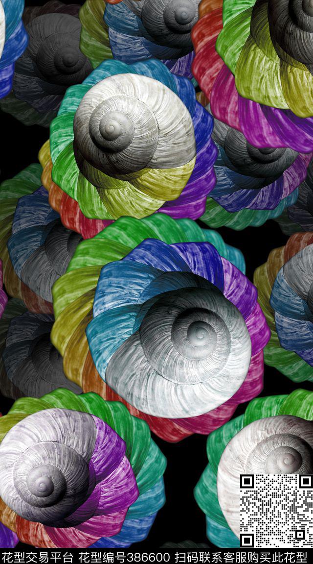 贝壳螺旋彩色数码印花华亿平台下载（图片编号: 386600） - 瓦栏（Walan）