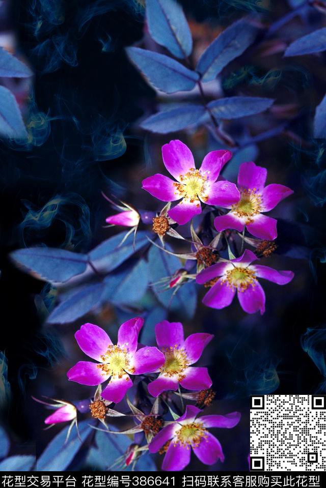 复古花朵潮流数码印花华亿平台下载（图片编号: 386641） - 瓦栏（Walan）