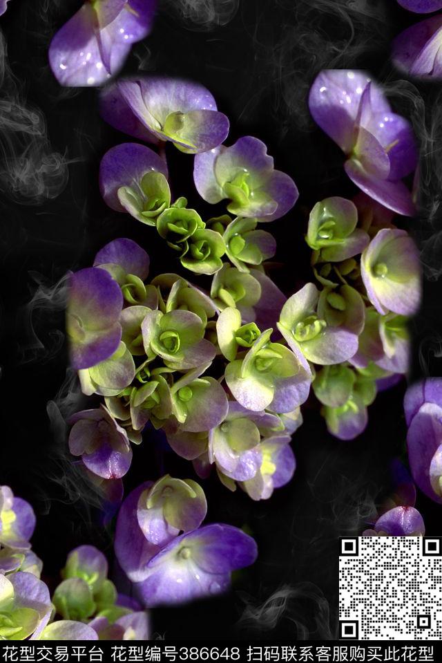 潮流复古花朵数码印花华亿平台下载（图片编号: 386648） - 瓦栏（Walan）