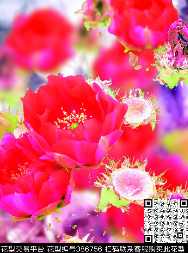 花卉定位印花炫彩数码印花华亿平台下载（图片编号: 386756） - 瓦栏（Walan）