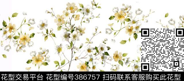 清新花卉印花优雅清新数码印花华亿平台下载（图片编号: 386757） - 瓦栏（Walan）