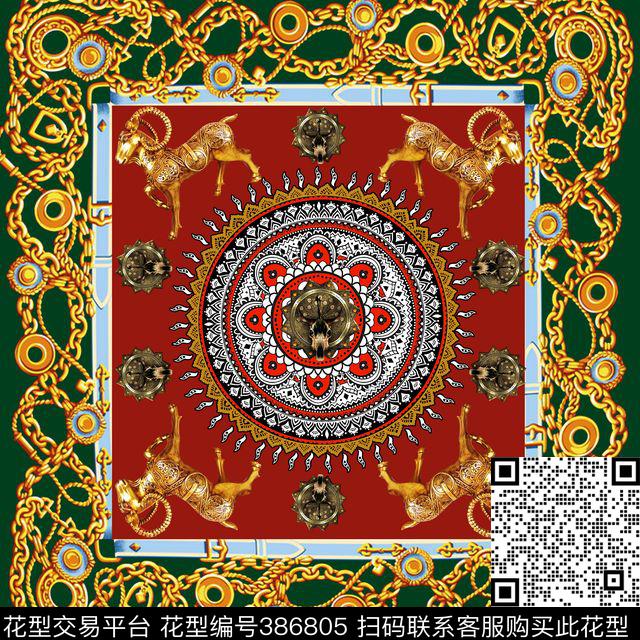 方巾链子圆盘艺彩——方巾数码印花华亿平台下载（图片编号: 386805） - 瓦栏（Walan）