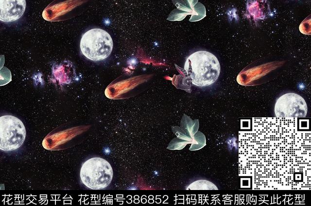 星空宇宙月球数码印花华亿平台下载（图片编号: 386852） - 瓦栏（Walan）