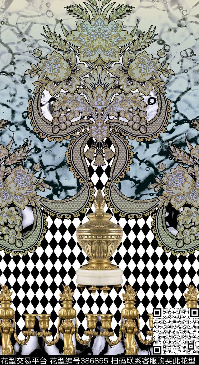 民族风古铜器几何宫廷数码印花华亿平台下载（图片编号: 386855） - 瓦栏（Walan）